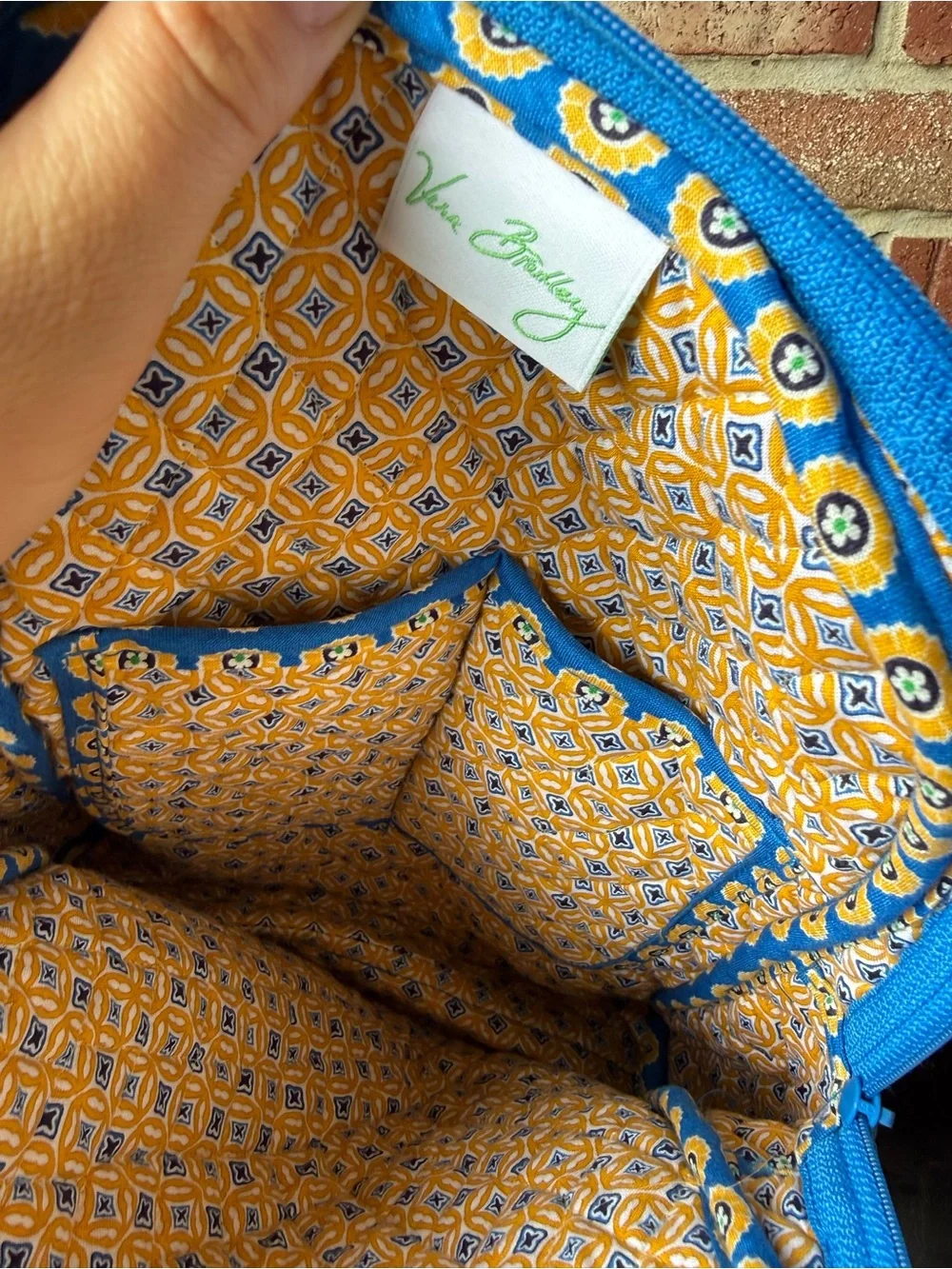 Vera Bradley Riviera Blue Yellow Patterned Women's Quilted Backpack
